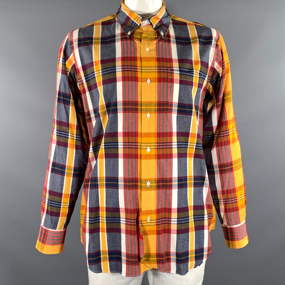 BLACK FLEECE Size XL Orange Multi Color Plaid Cotton Long Sleeve Shirt